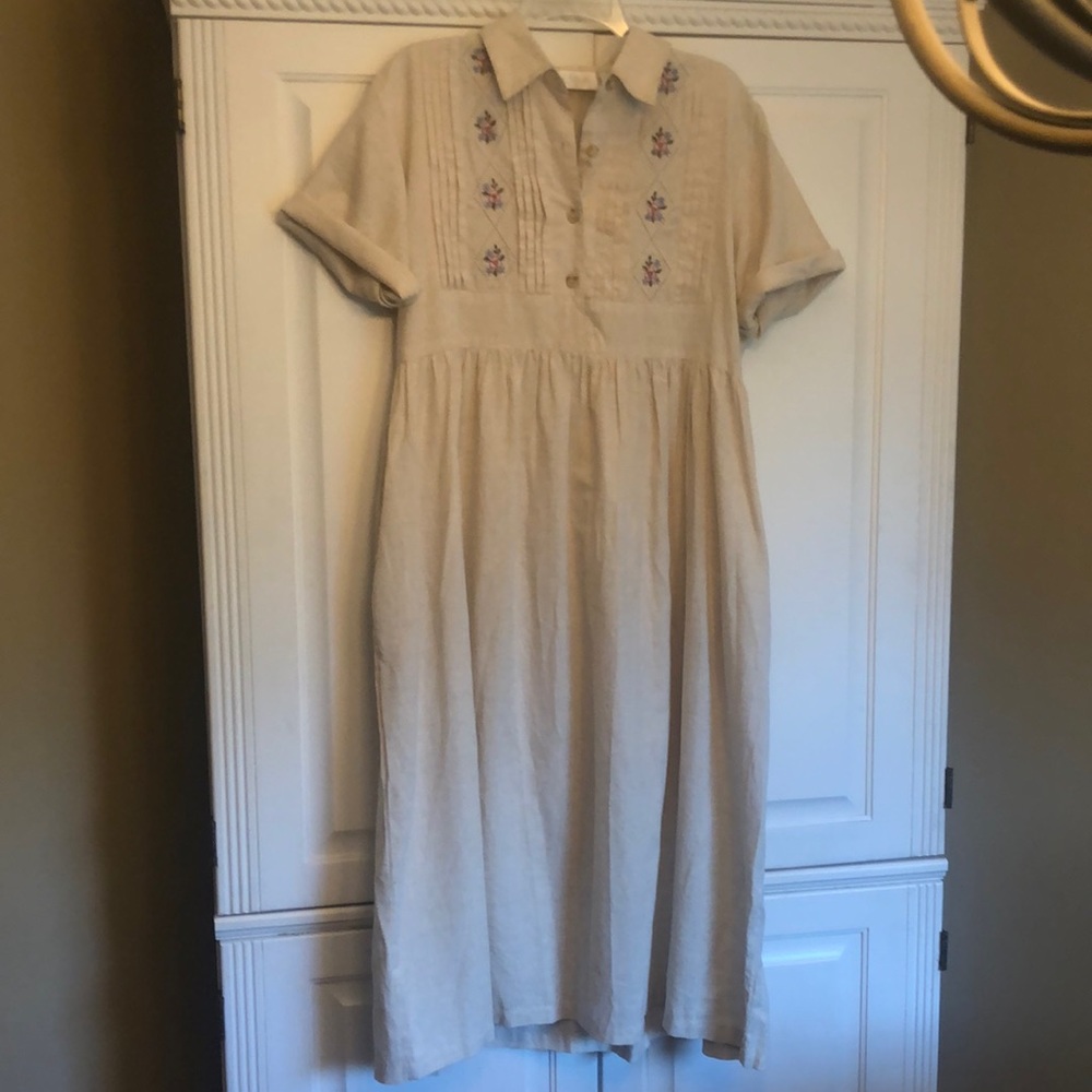Vintage Floral embroidered Cotton Blend Dress—Women’s M